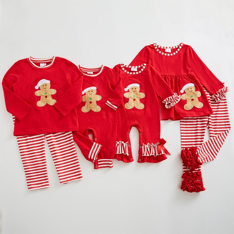 baby boys gingerbread man embroidery jumpsuit LR0195