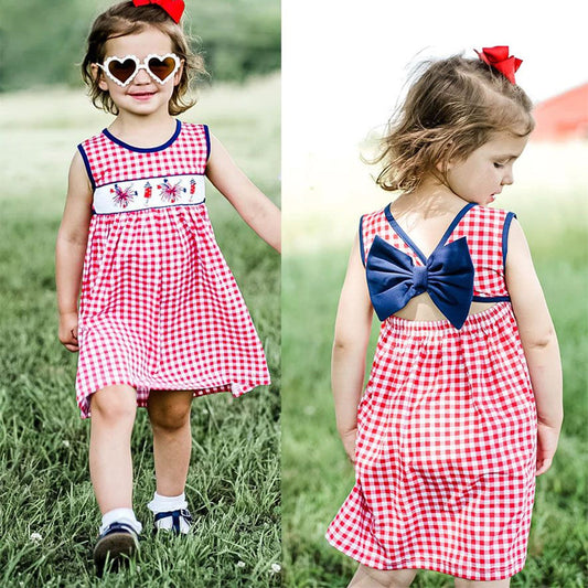 4th of July fireworks embroidery dress GSD0330