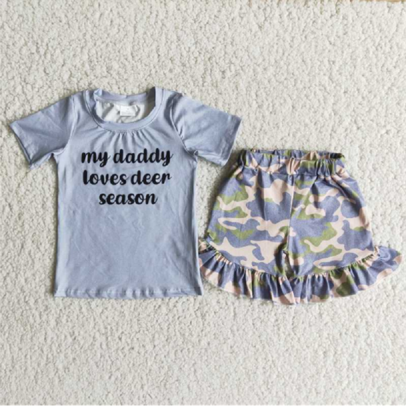 girls gray T-shirts Shorts Sets B11-22