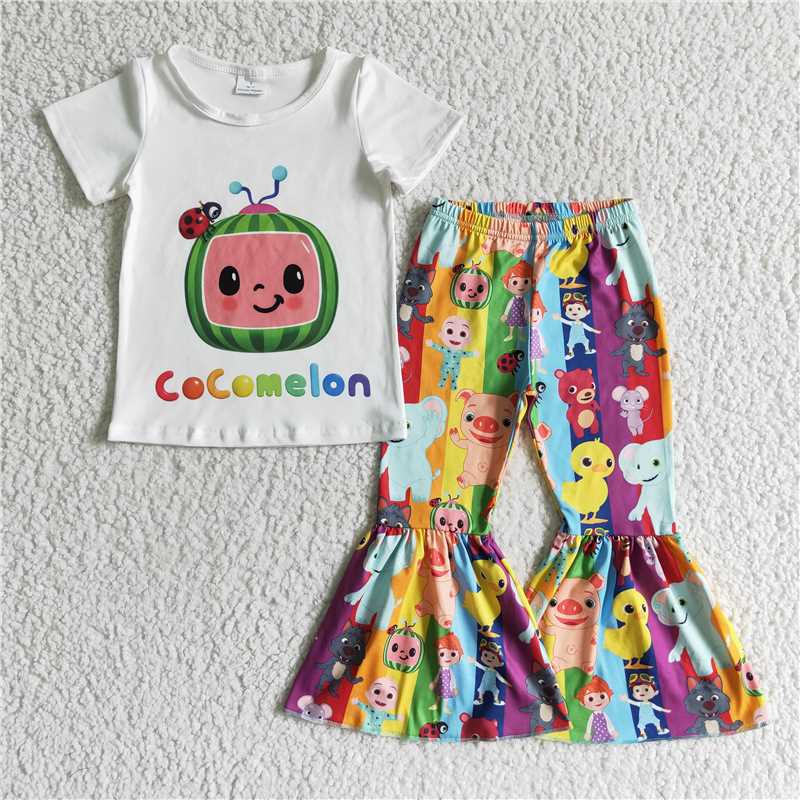 girls cartoon tops bottoms set B17-10