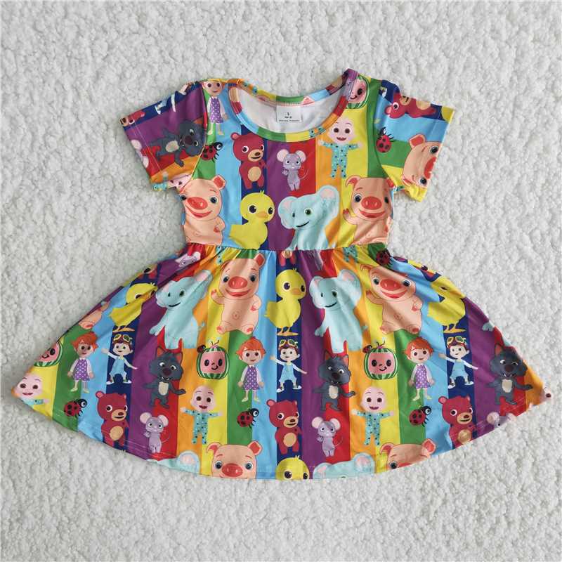 girls cartoon colorful dress B17-14