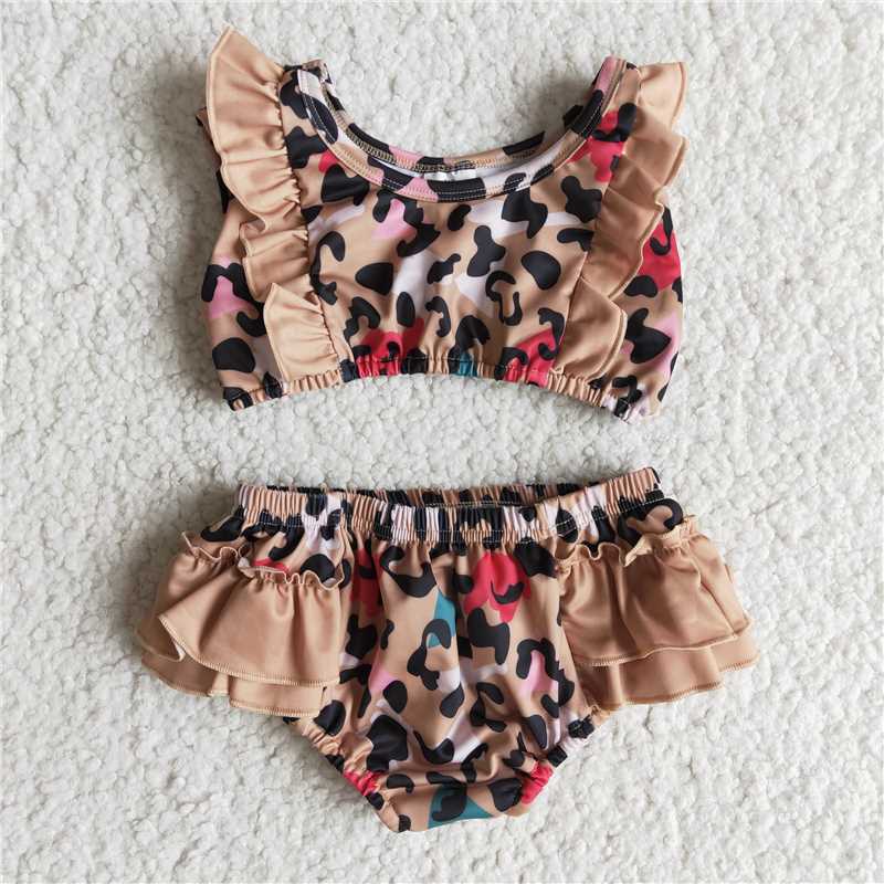 leopard Ruffle Girl Swimsuit B2-3