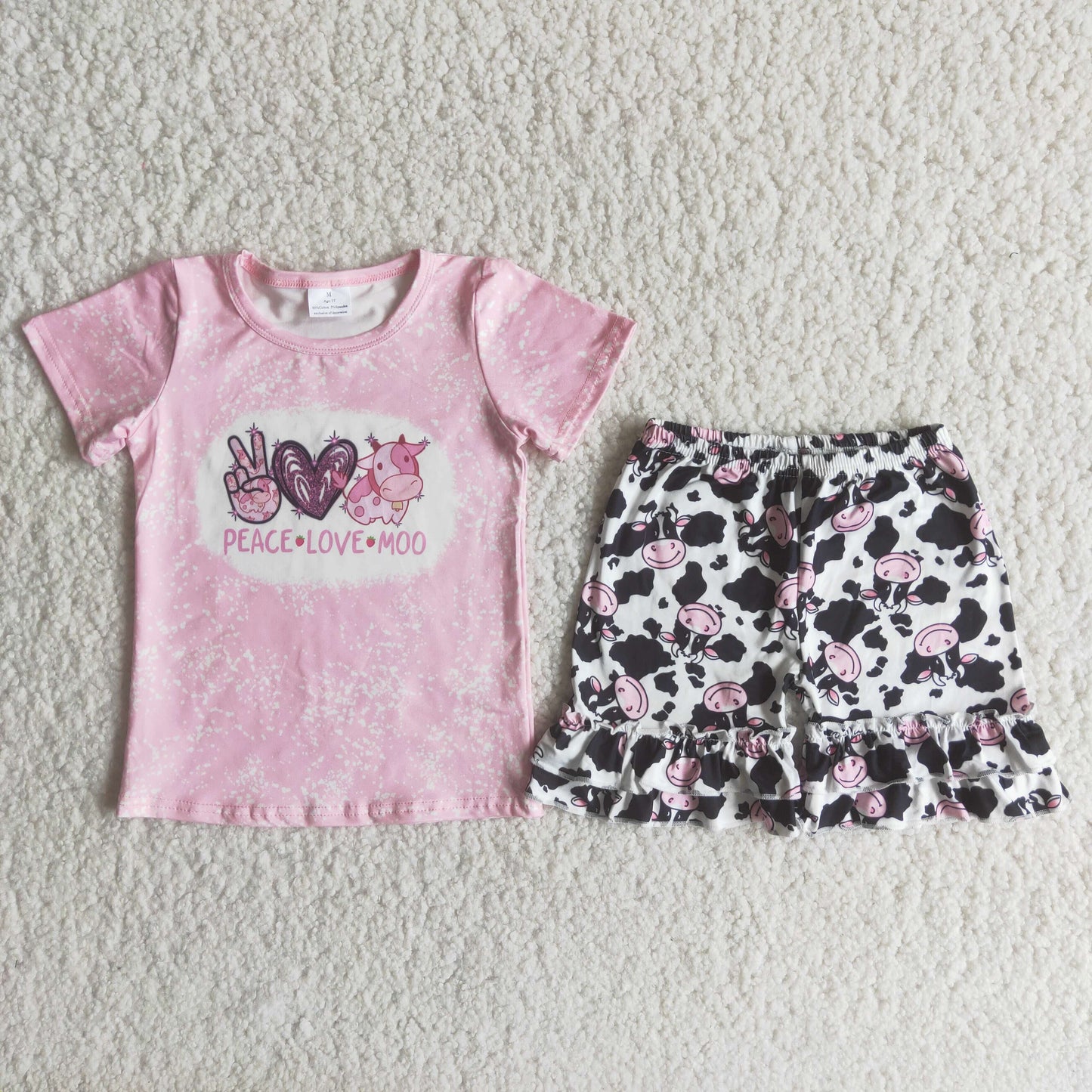 Dairy Cattle Pink T-shirts Shorts Sets B5-3