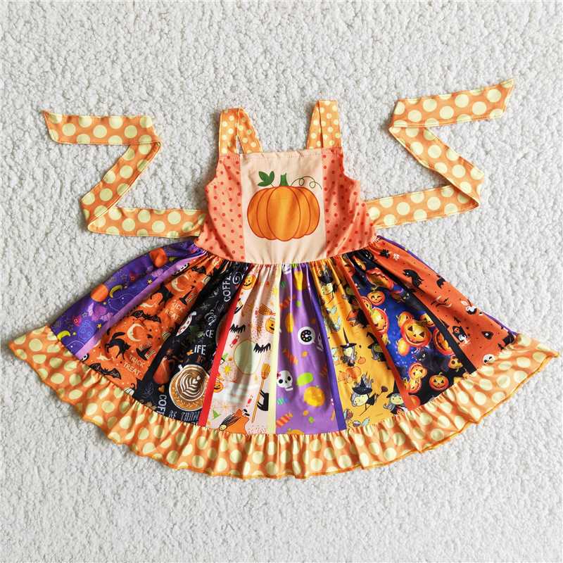 thanksgiving pumpkin sleeveless Dress B8-1