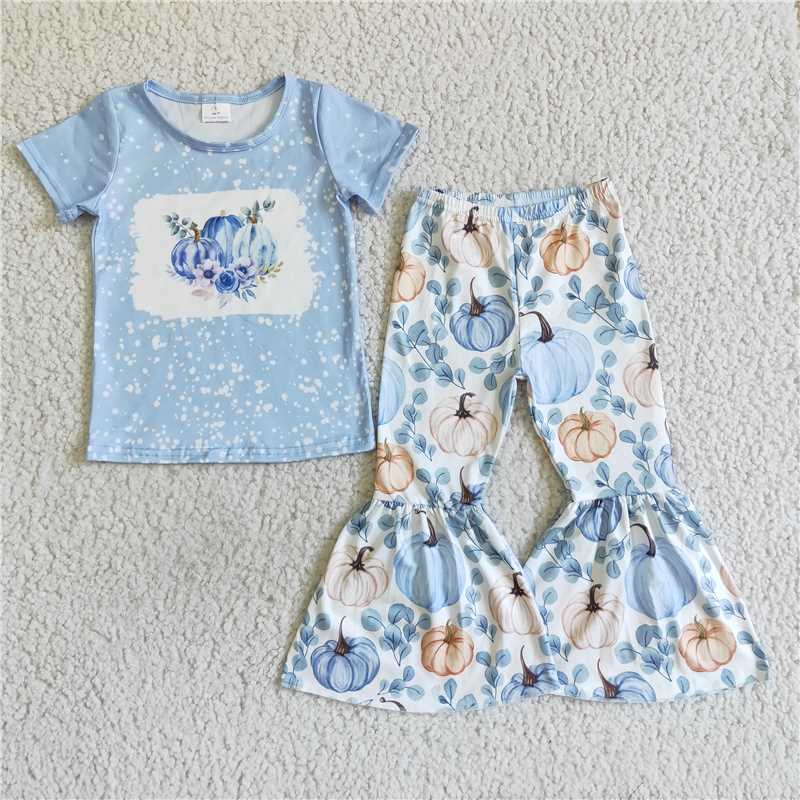 pumpkin floral blue suits B9-13