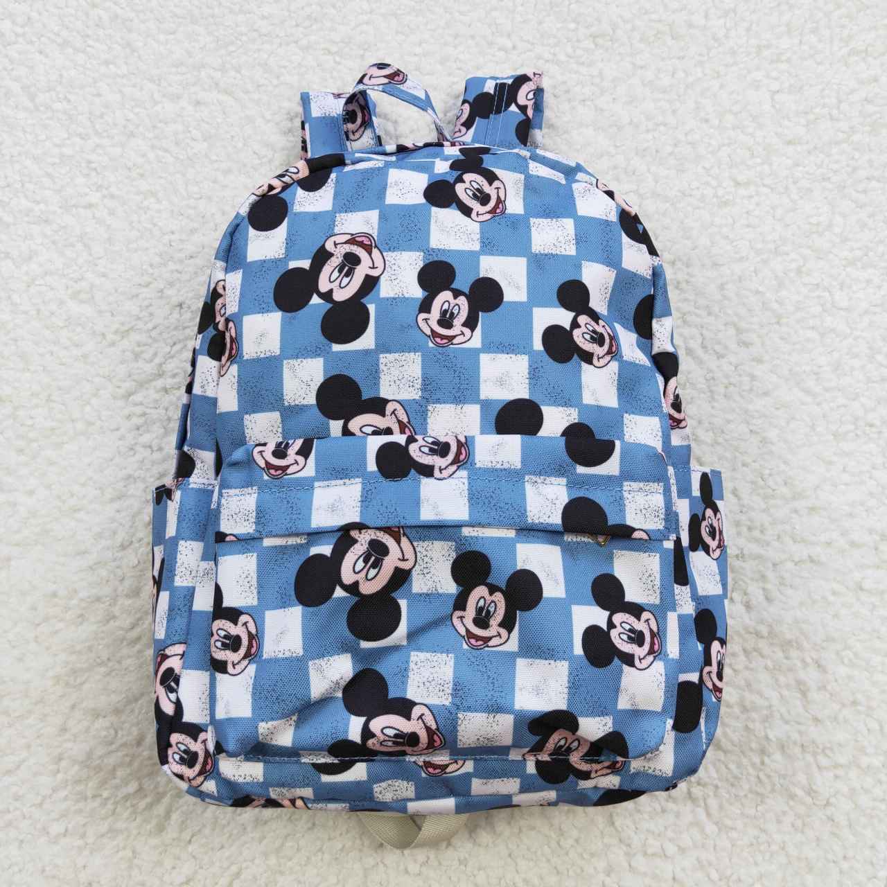 cartoon blue checkerboard print backpack bag BA0091