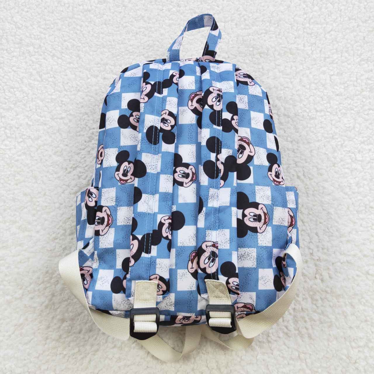 cartoon blue checkerboard print backpack bag BA0091