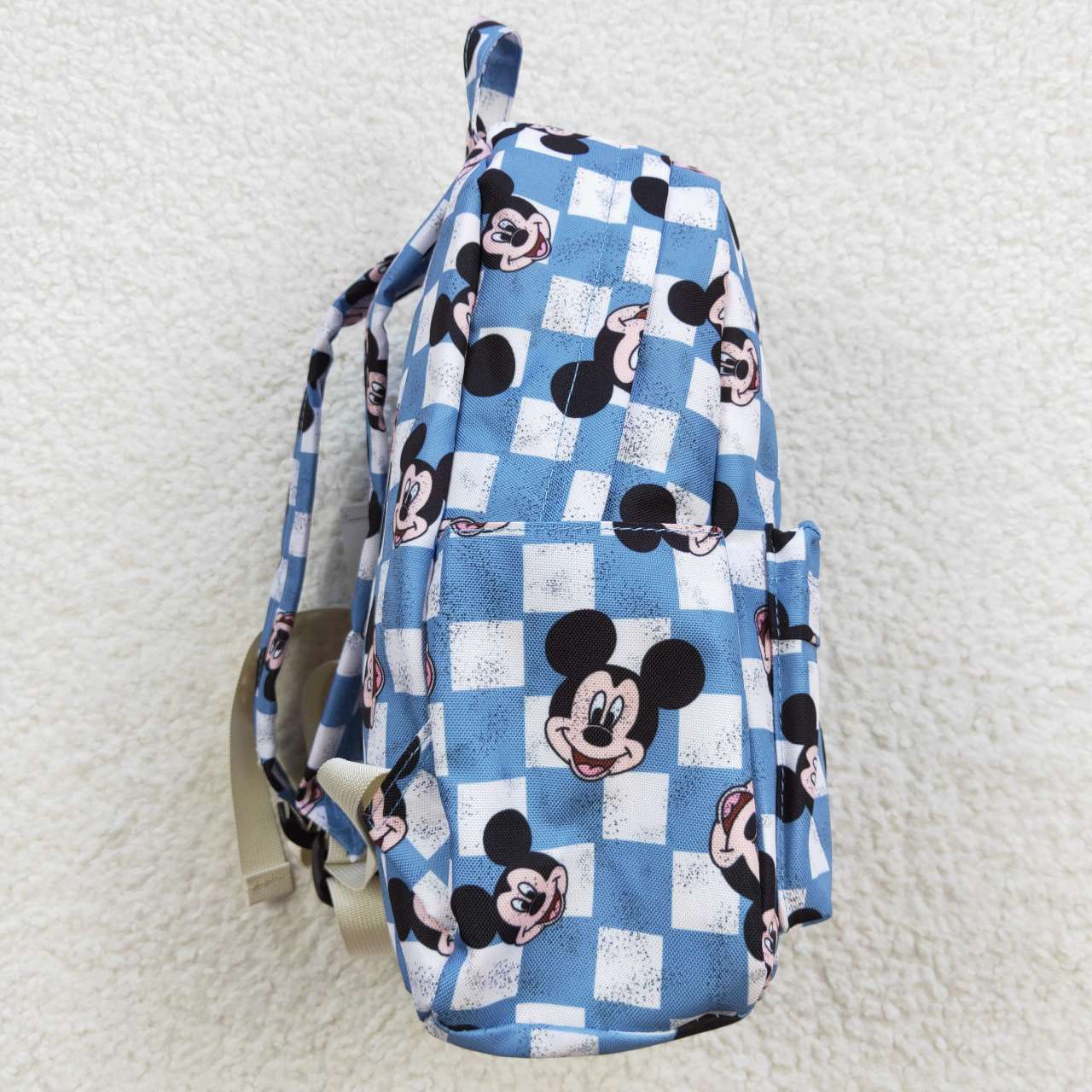 cartoon blue checkerboard print backpack bag BA0091