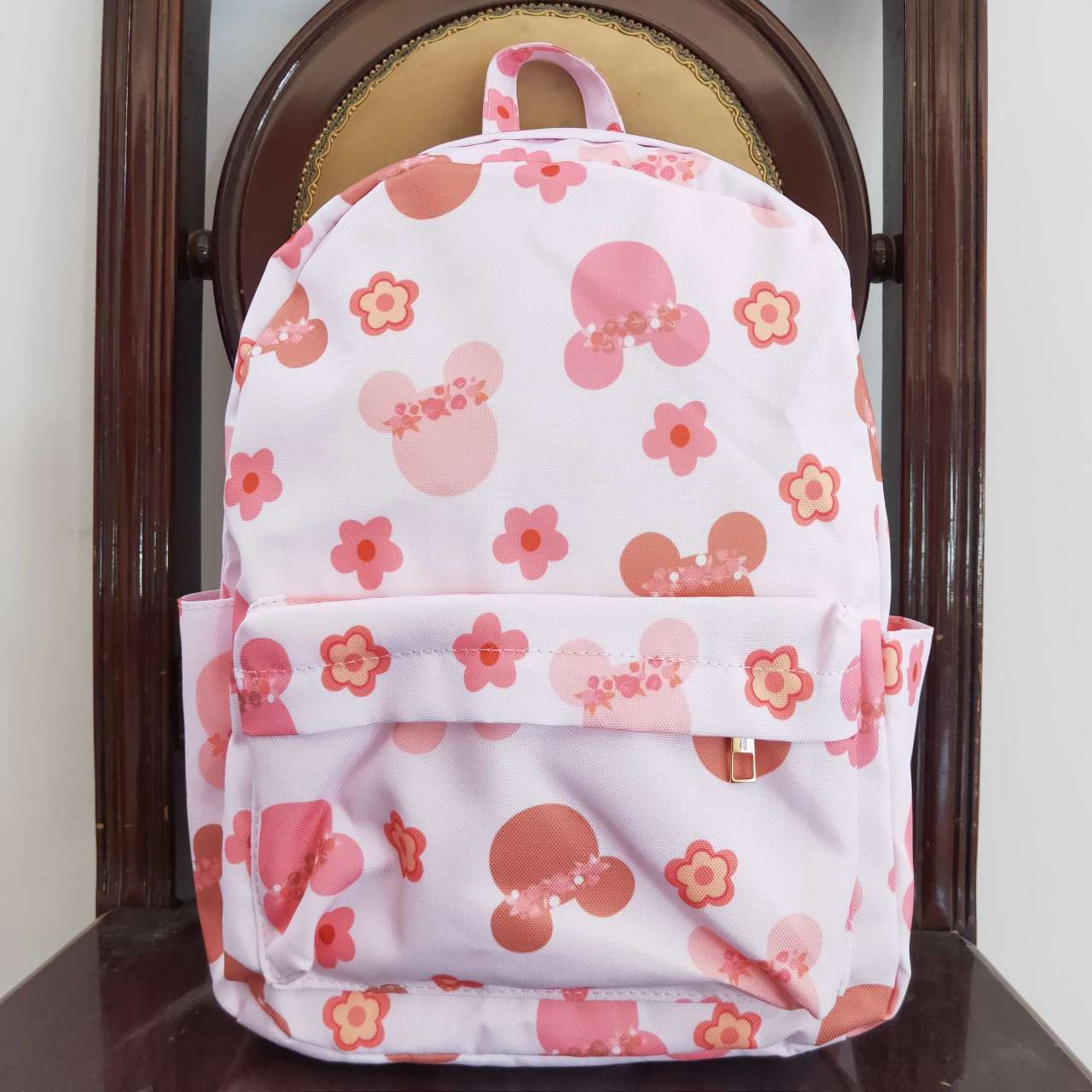 cartoon pink floral print backpack bag BA0092