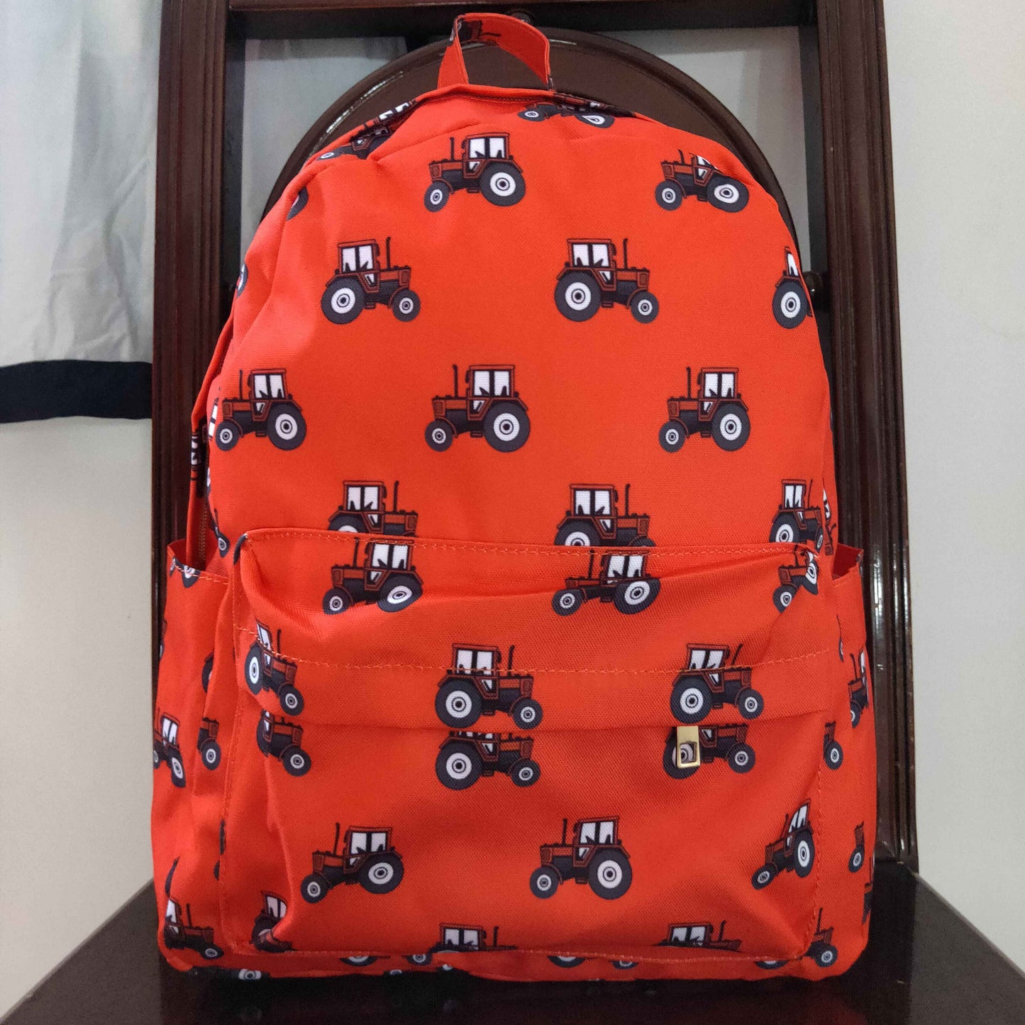 garm tractors print backpack red bag BA0122