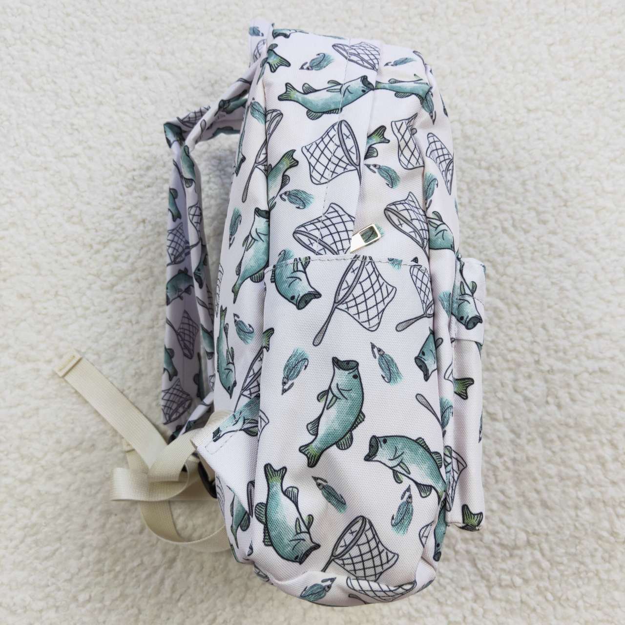 green fishing print backpack bag BA0123