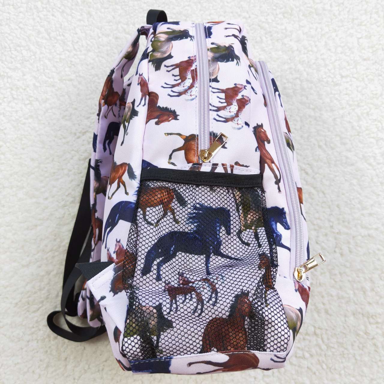 light purplr horse print backpack bag BA0124