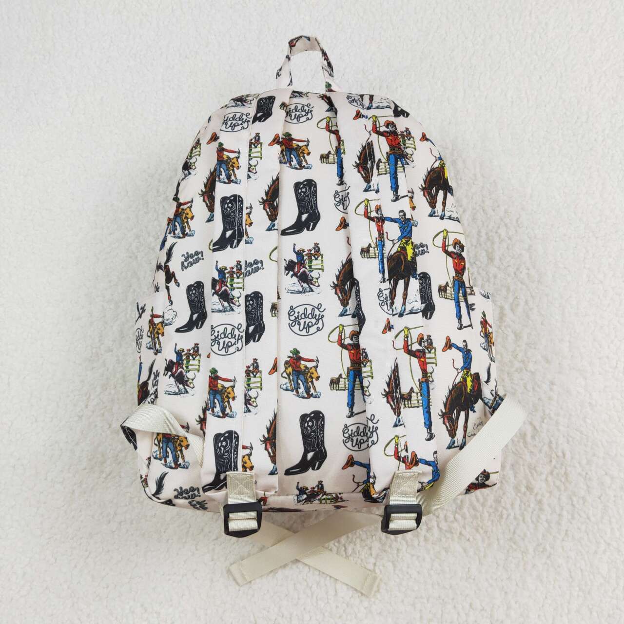 BA0142 white riding horse farm Print Kids Girls Back To School Bags