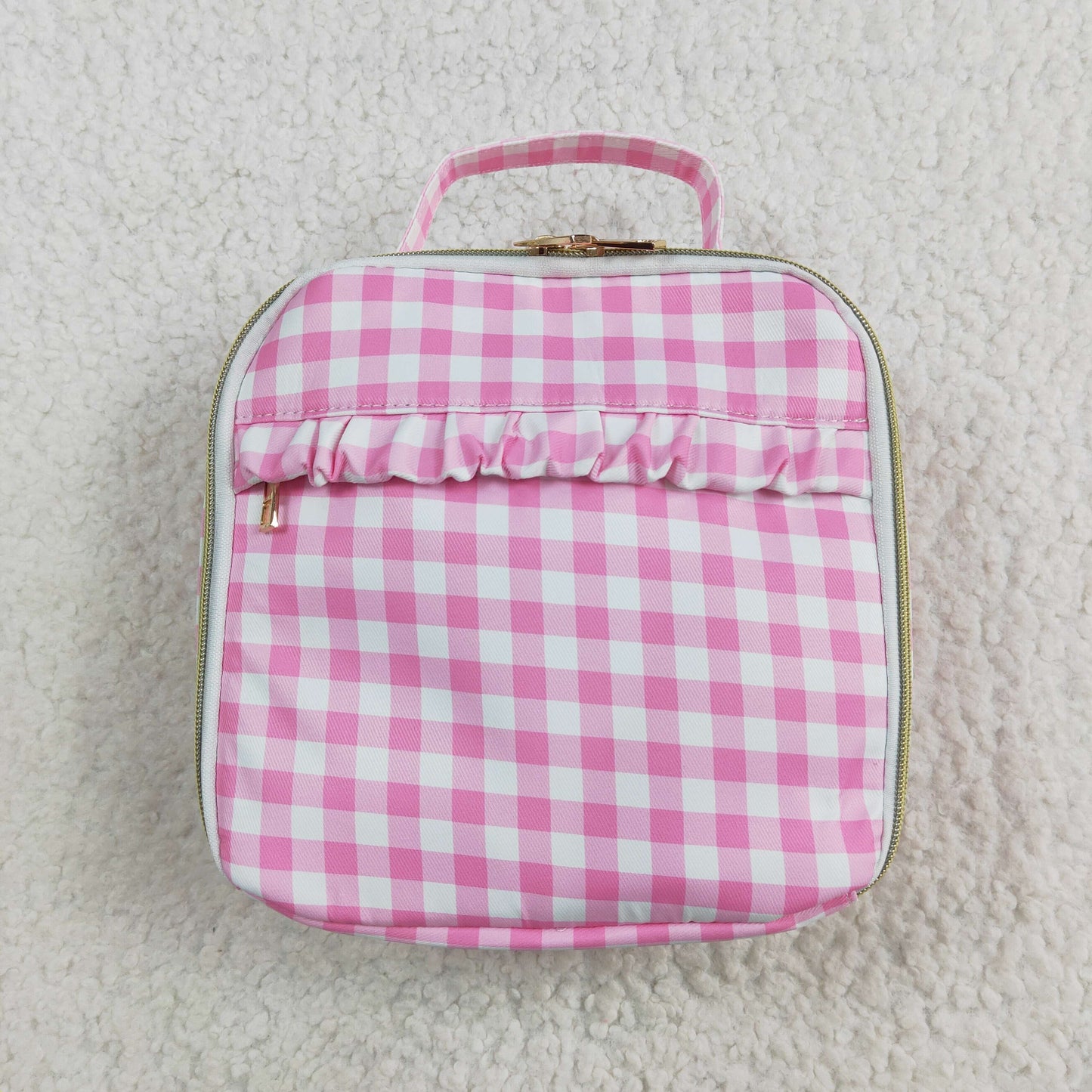 BA0283  baby  bag pink gingham baby lunch box  bag