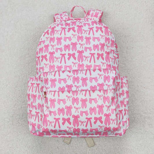 BA0285 Baby Girls Pink Bows Plaid Back to School Backpacks Bags