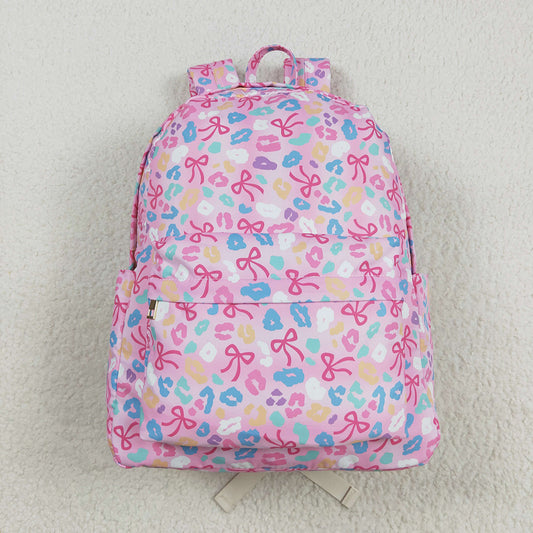 BA0319 baby girls pink bows leopard back to school backpacks bags