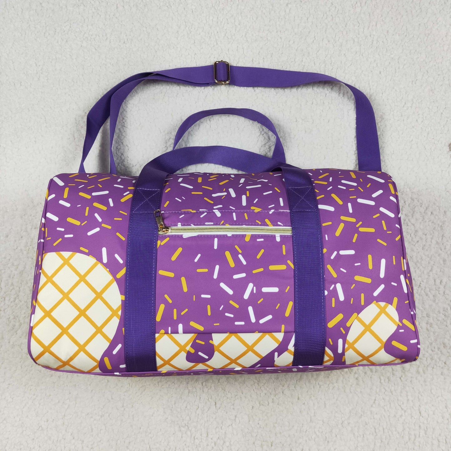 BA0321 Purple Yellow Sprinkles Team Cheer Gym Duffles Bags