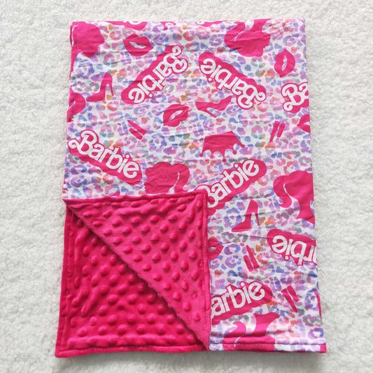 Baby pink letter leopard print blanket BL0053