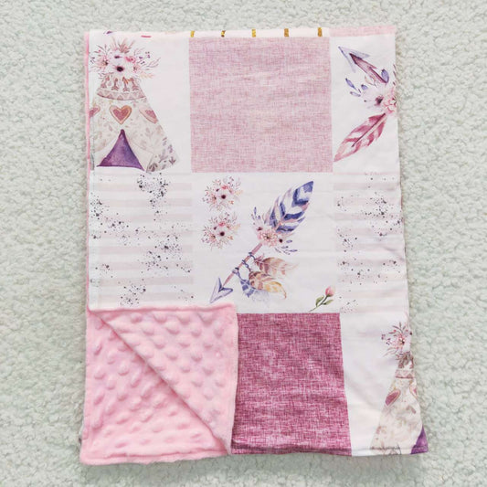 Baby floral pink print blanket BL0066