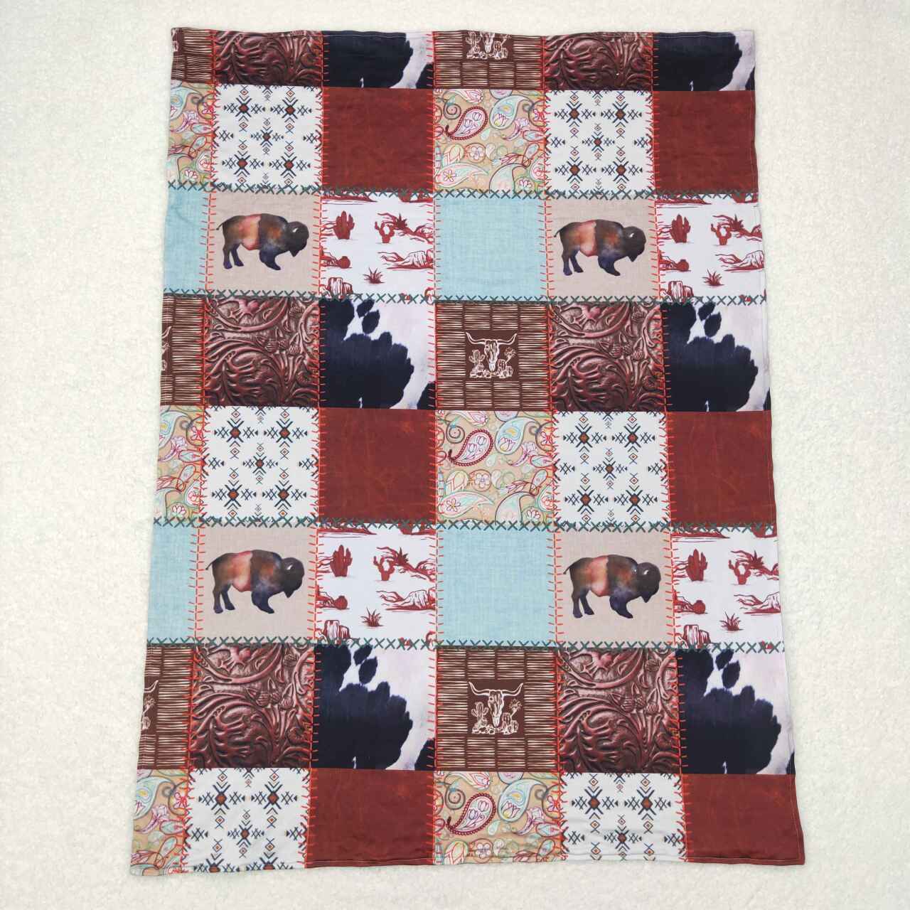 BL0080  baby newborn cow western blanket