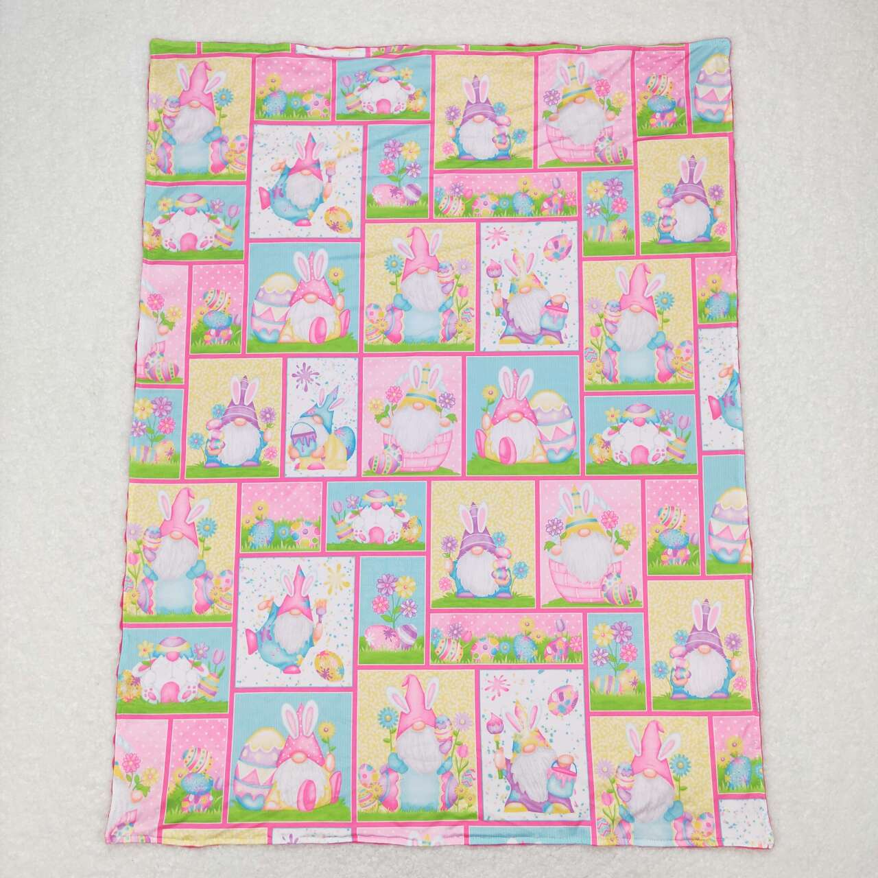 BL0094  baby newborn bunny ears elf easter print blanket