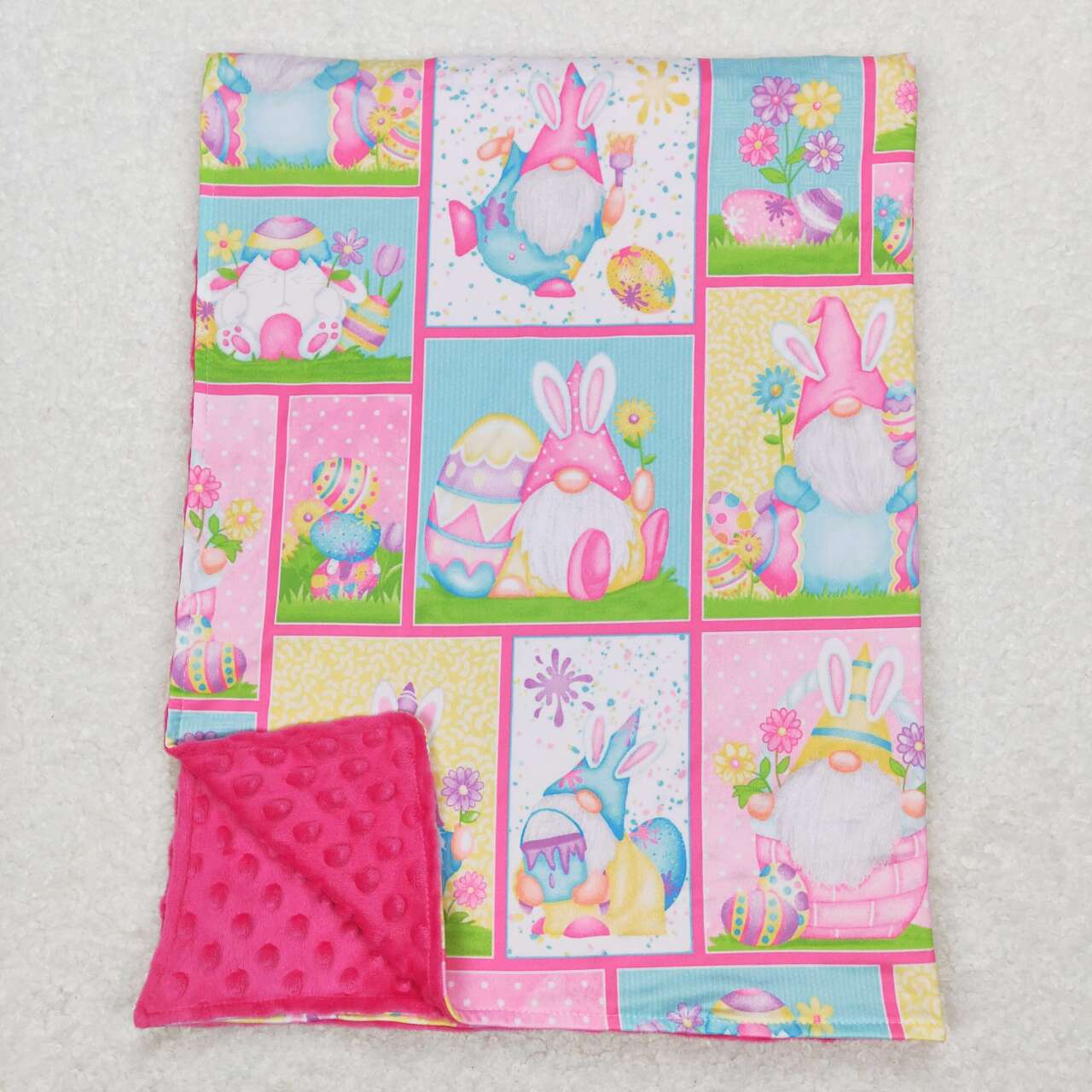 BL0094  baby newborn bunny ears elf easter print blanket