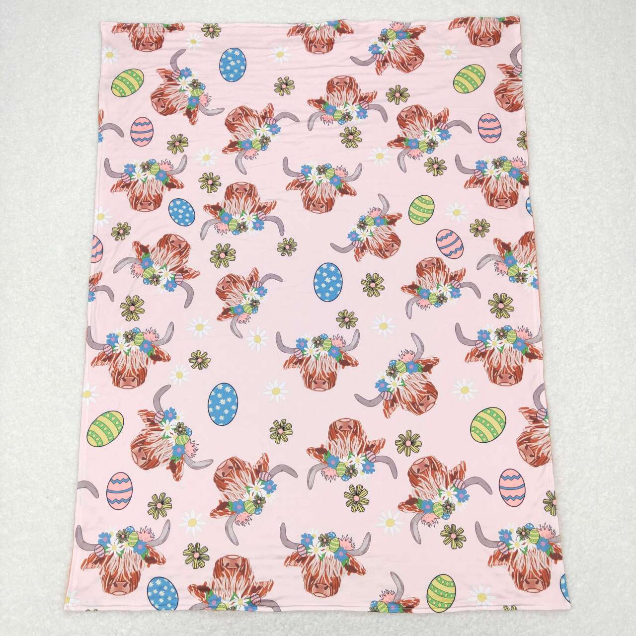 BL0095 newborn blanket egg highland cow farm easter blanket