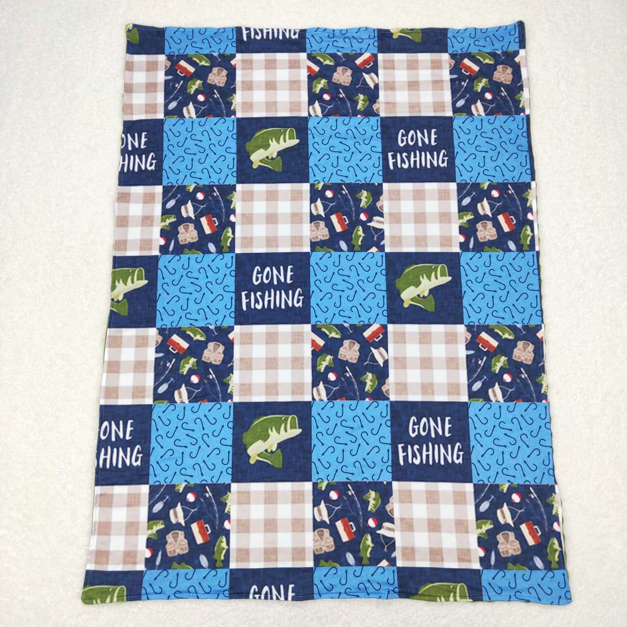 BL0097  baby newborn gone fishing print blanket