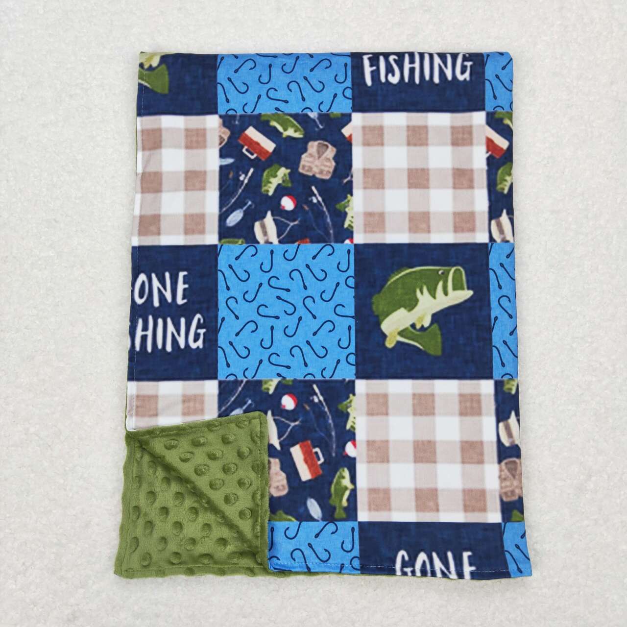 BL0097  baby newborn gone fishing print blanket