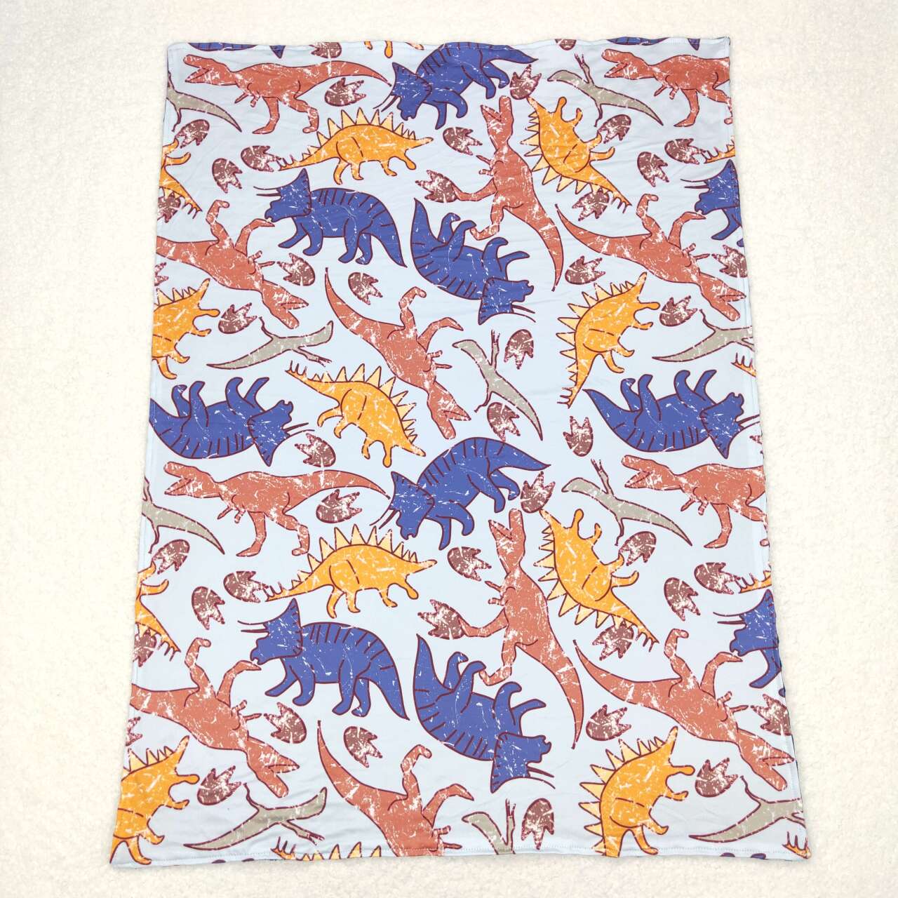 BL0099  baby newborn blue dinosaur print blanket