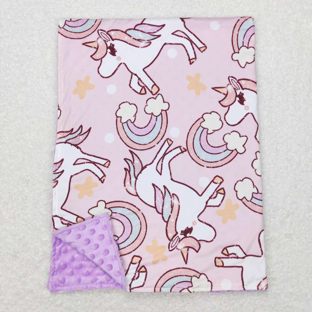 BL0100  baby newborn rainbow unicorn print blanket