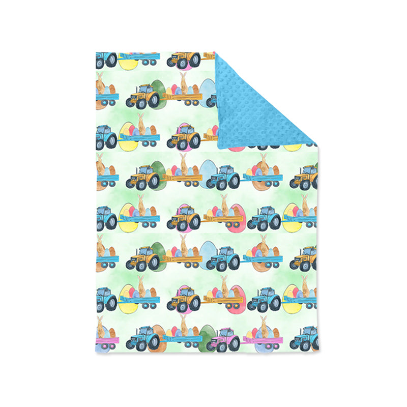 BL0117 pre-order baby newborn truck bunny eggs print baby easter blanket