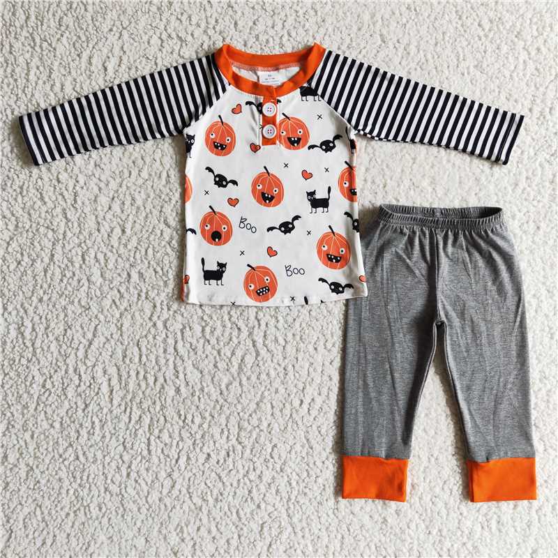 boys halloween grimace pumpkin pajamas set BLP0072