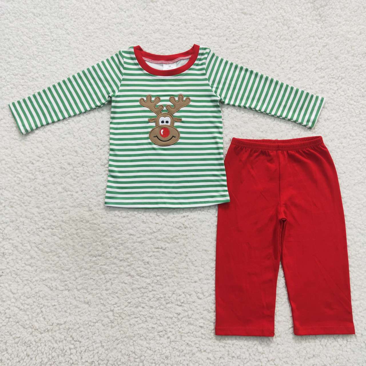 Sibling Baby Boys Girls Embroidery Deer Top Pants Christmas Clothes Sets