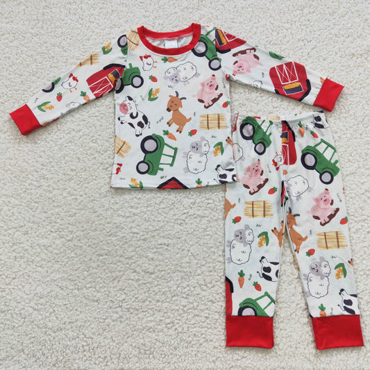 boys cute farm life pajamas sets BLP0197