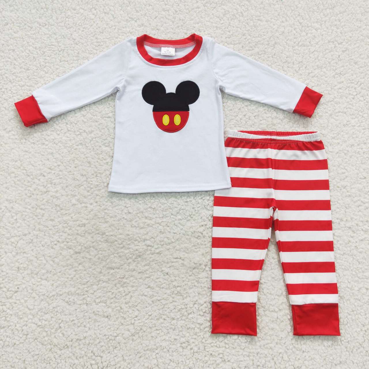 Boys Christmas Cartoon embroidery red striped pajamas suits BLP0205