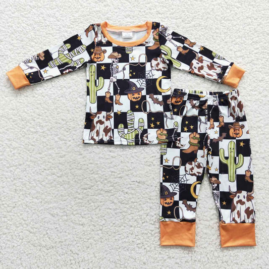 boy halloween ghost pumpkin print lounge wear sets BLP0207