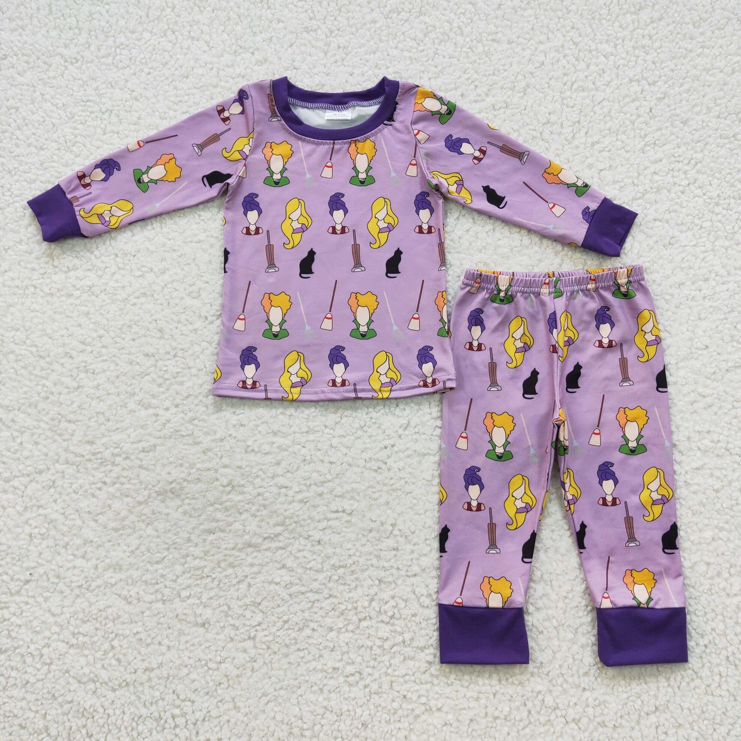 boy Halloween screen print purple lounge wear sets BLP0257