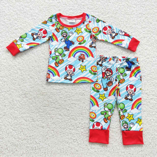 boy cartoon rainbow print wear sets BLP0275