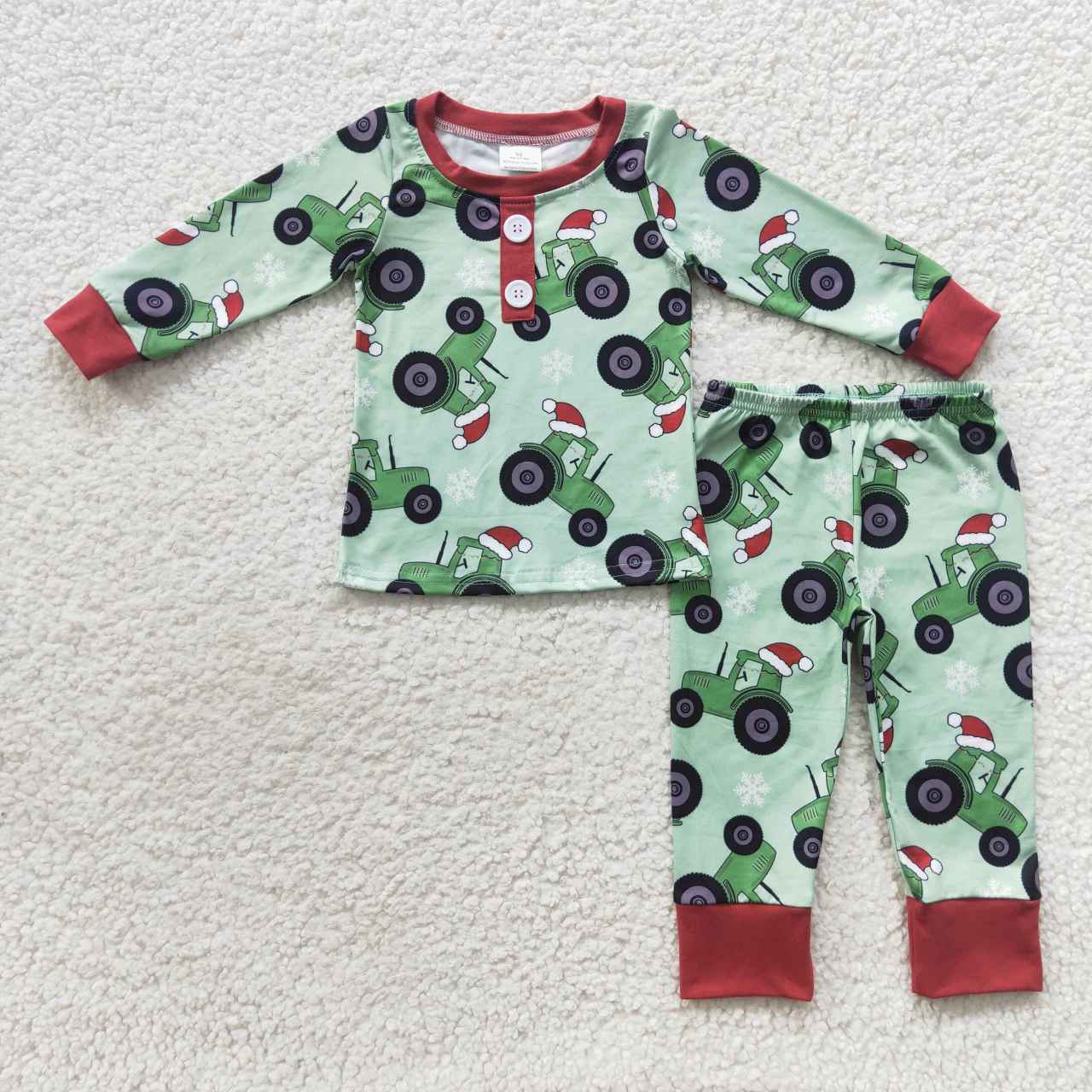 boy green truck print pajamas sets BLP0285