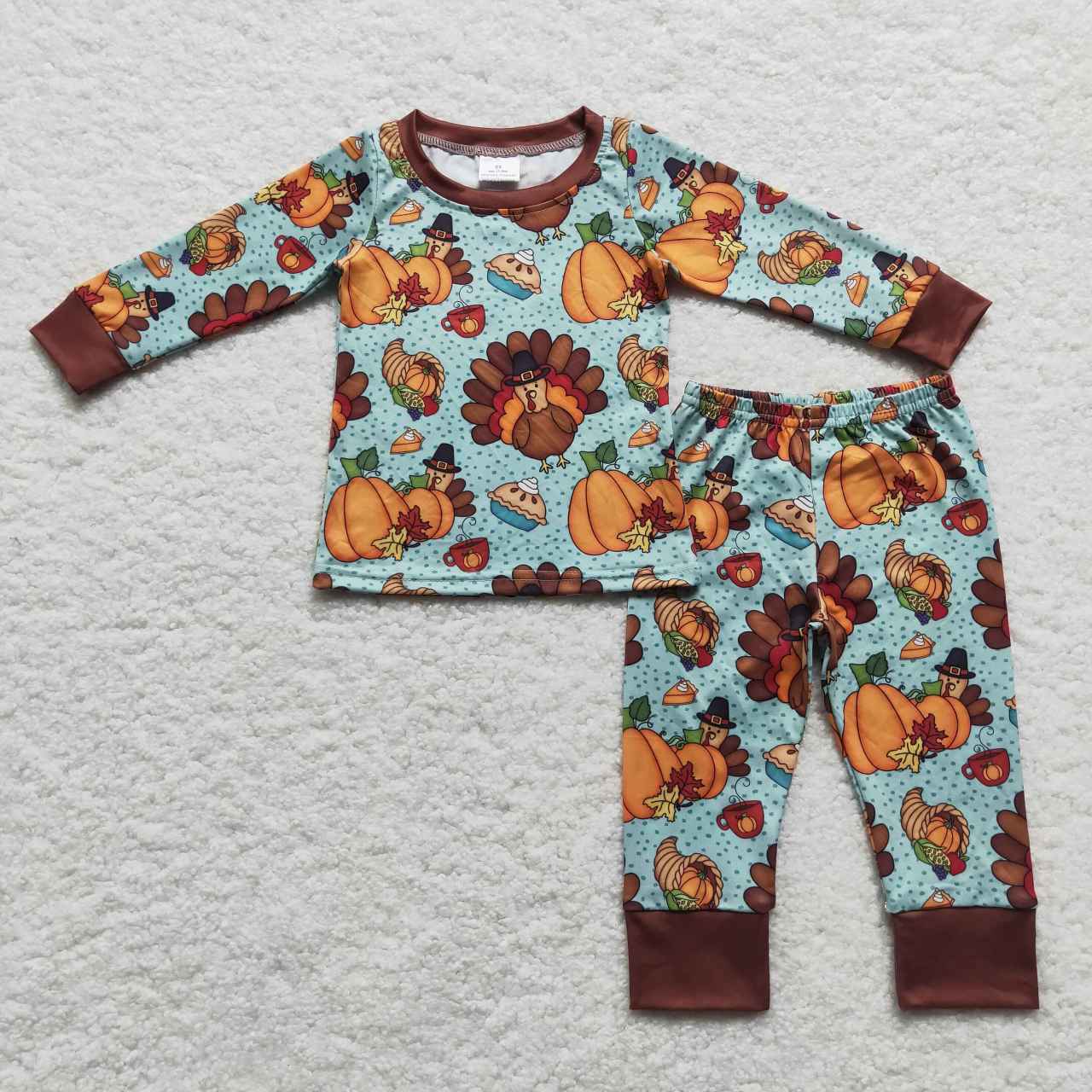 Sibling Baby Girls Thanksgiving Turkey Shirts Bell Pants Pajamas Clothing Sets