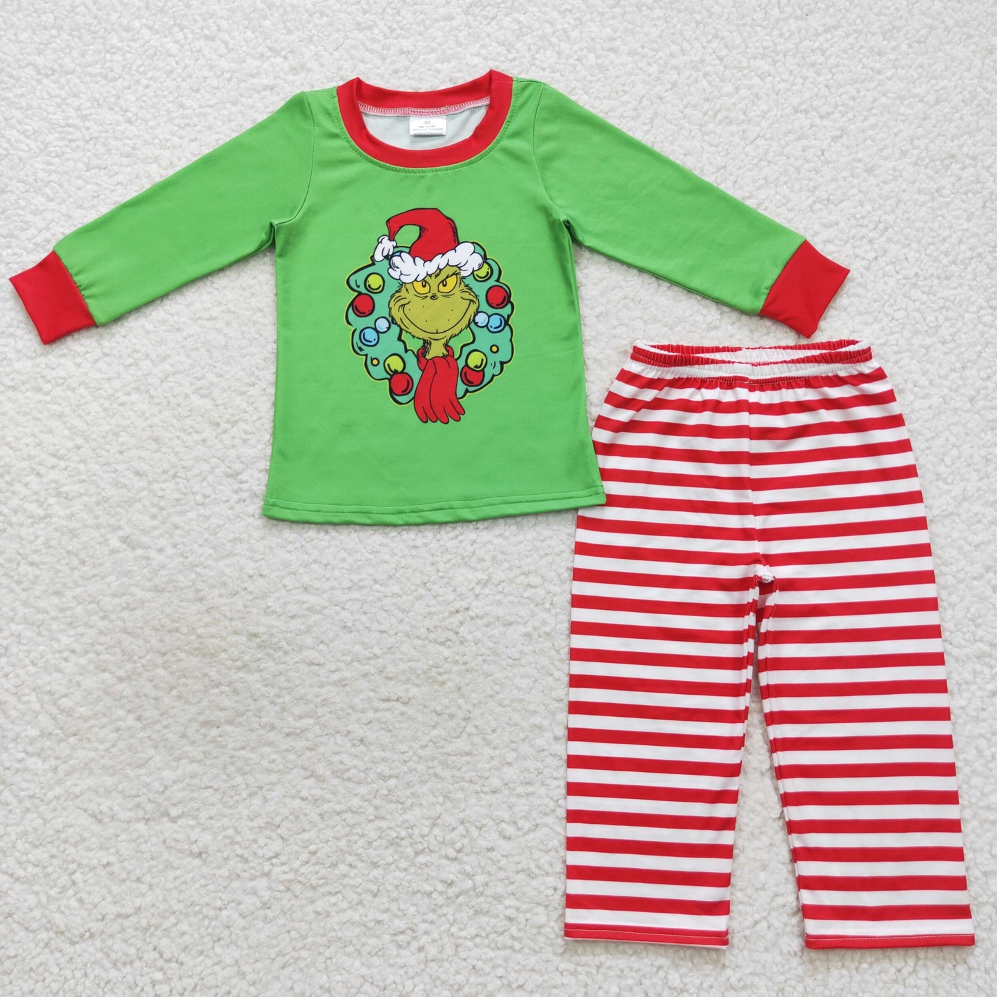 BLP0289 boy embroidery green monster print striped sets