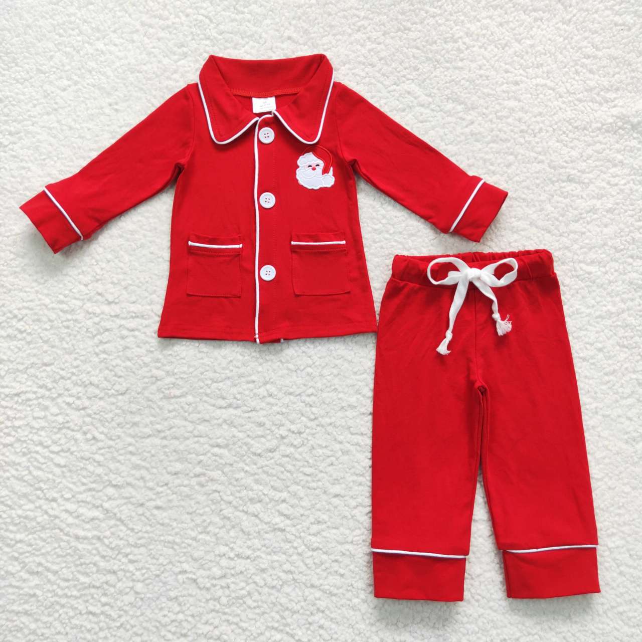 boy Christmas Santa Embroidery pajamas set BLP0295