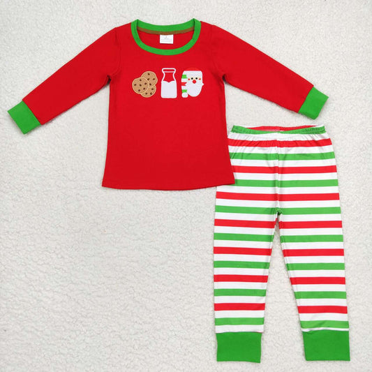 BLP0313 boy Christmas santa claus embroidery striped sets