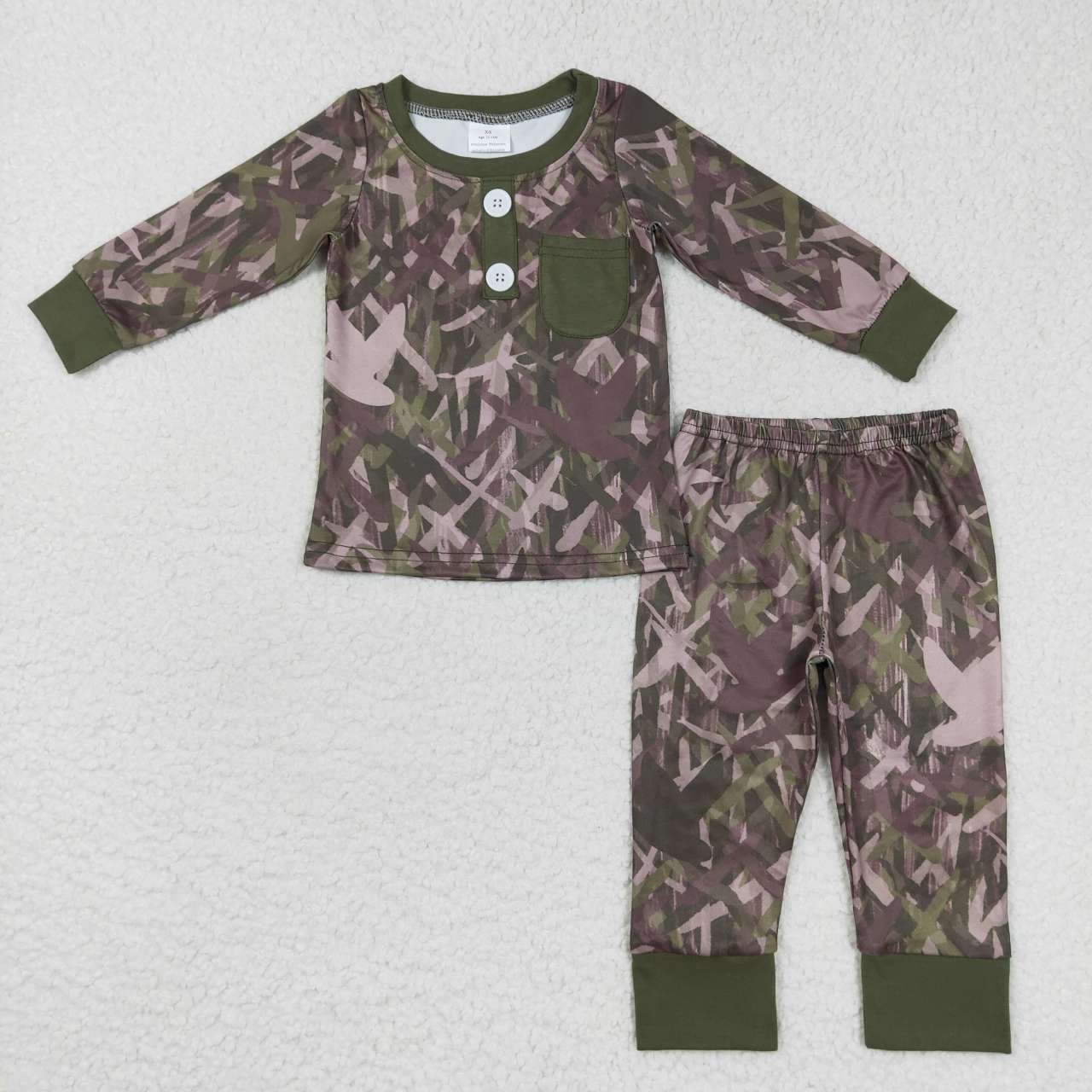 BLP0326 boy green camo lounge wear sets