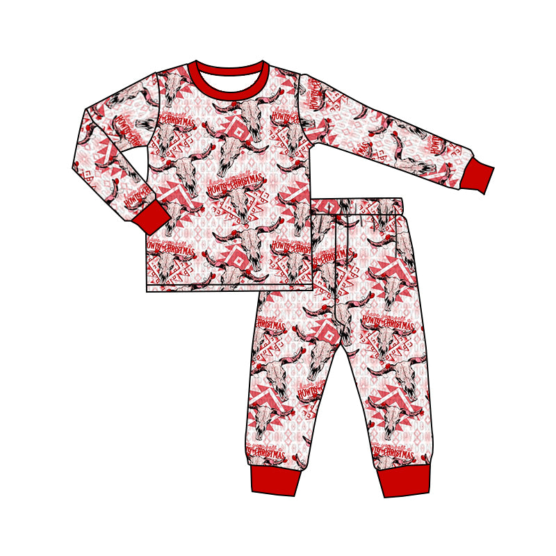 8.17 pre-order boy red western cow pattern lounge wear sets BLP0330