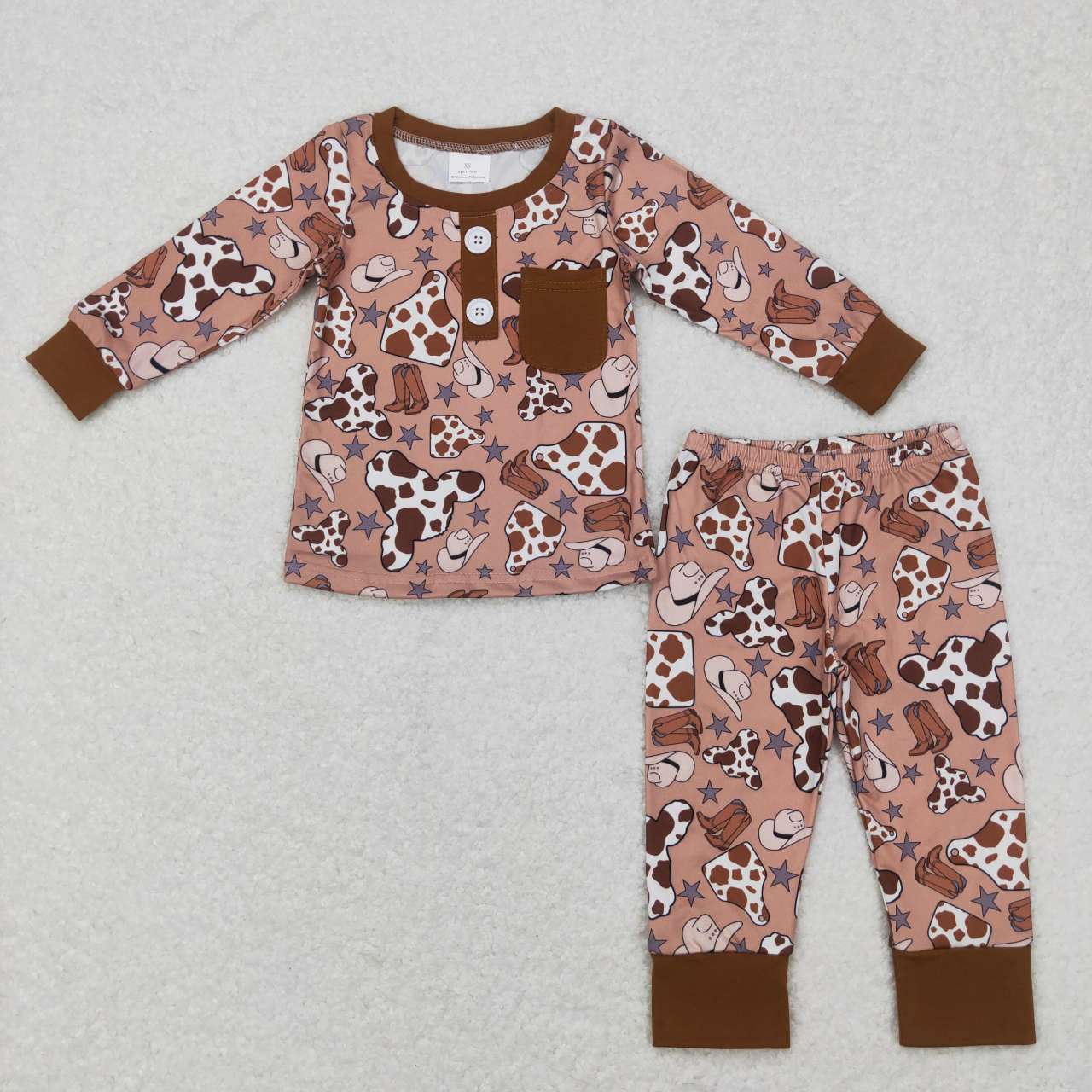 BLP0347 boy cowboy print pajamas sets