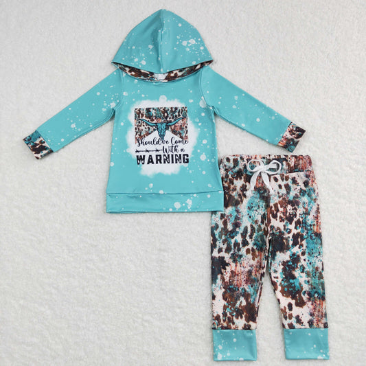 BLP0354 boys warning cowboy winter hoodies set