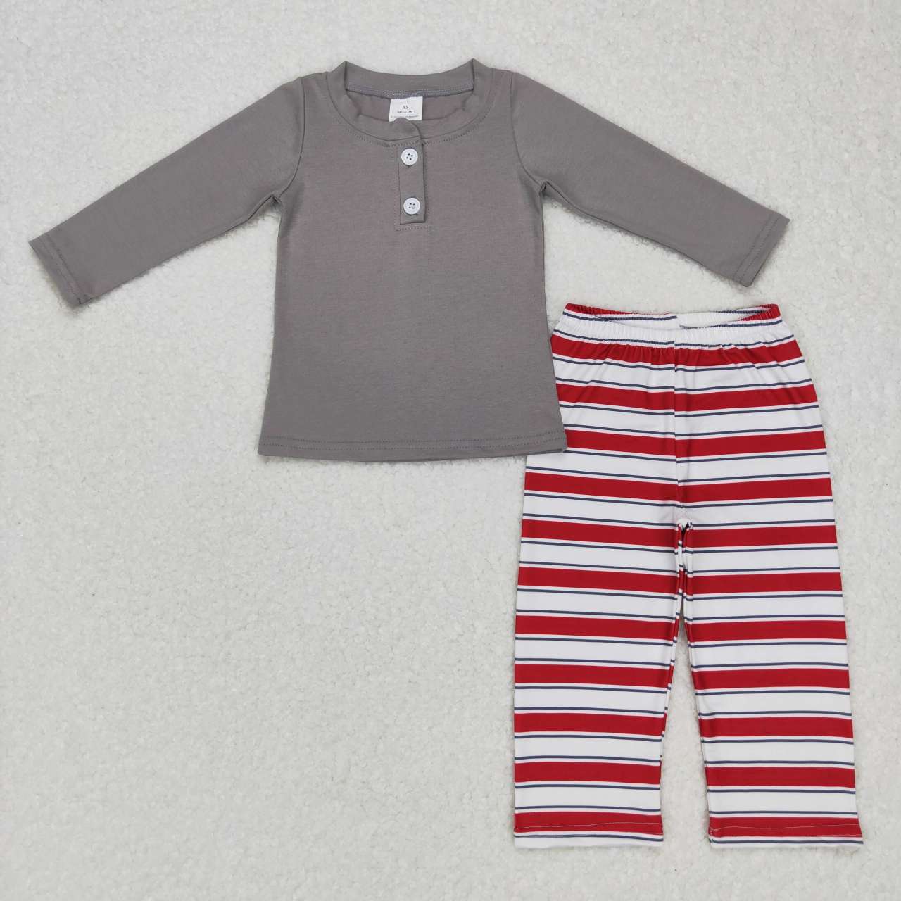 Sibling Baby Boys Girls Red Stripe Top Pants Christmas Pajamas Clothes Sets Zipper Footie Rompers