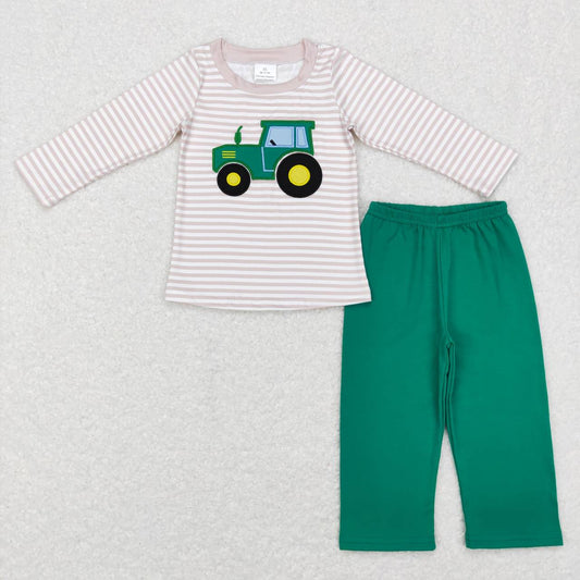 BLP0401 boy clothes embroidered truck tractor boy outfit